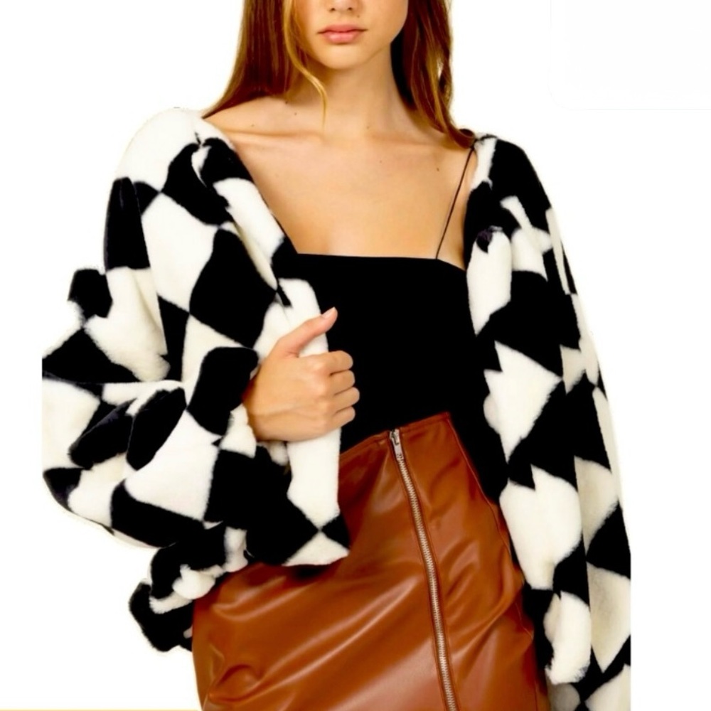 HYFVE oversized black white checkered jacket M